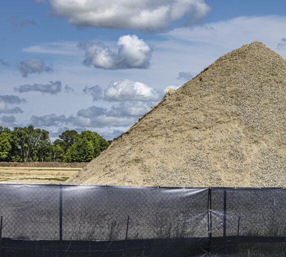 A pile of rocks and sand