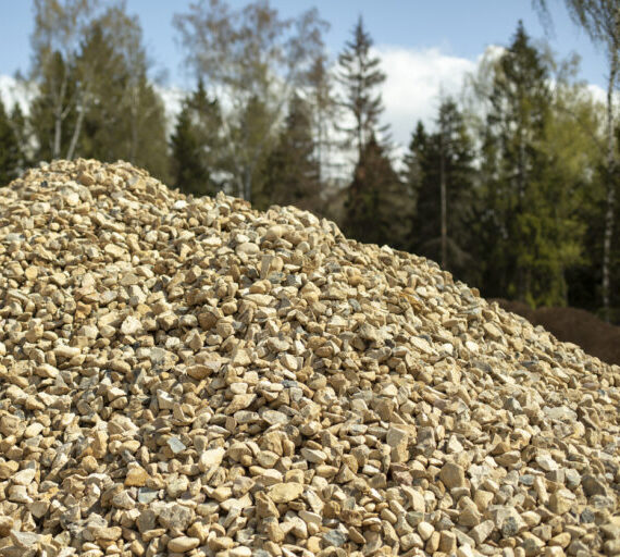 Small stone on construction site. Bunch of building material.